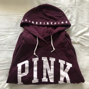 PINK Burgundy Pull Over Hoodie